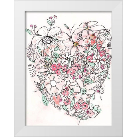 Blooming Heart I White Modern Wood Framed Art Print by Krinlox