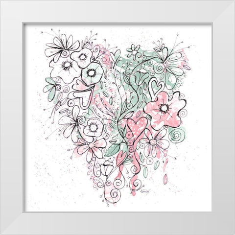 Blooming Heart II White Modern Wood Framed Art Print by Krinlox