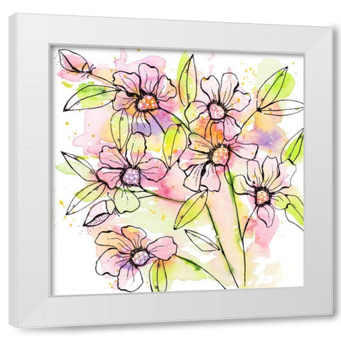 A Splash of Beauty Florals White Modern Wood Framed Art Print by Krinlox