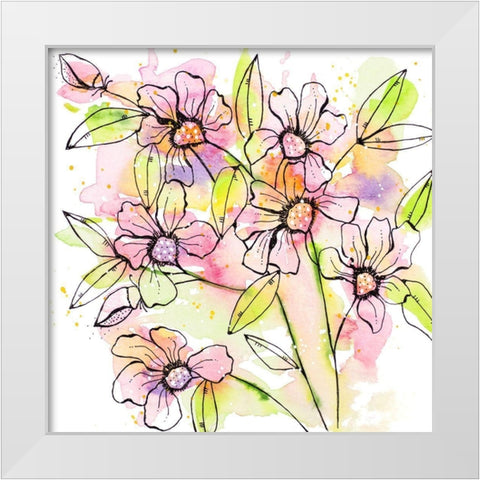 A Splash of Beauty Florals White Modern Wood Framed Art Print by Krinlox