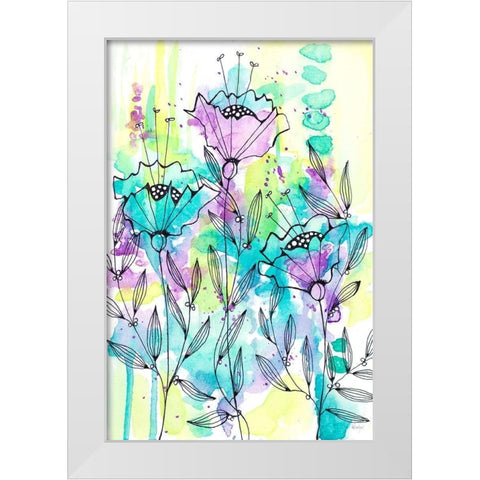 Floral Beauties White Modern Wood Framed Art Print by Krinlox