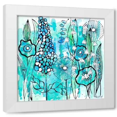 Cool Floral Day Square White Modern Wood Framed Art Print by Krinlox
