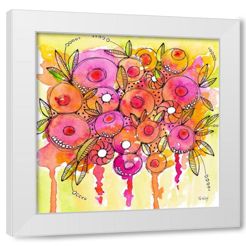 Floral Wash White Modern Wood Framed Art Print by Krinlox