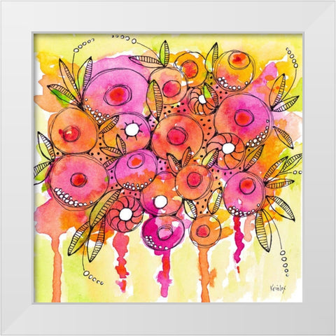 Floral Wash White Modern Wood Framed Art Print by Krinlox