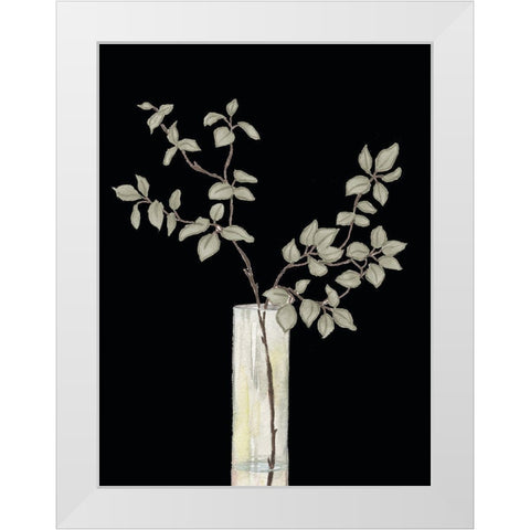 Modern Floral On Black I White Modern Wood Framed Art Print by Medley, Elizabeth