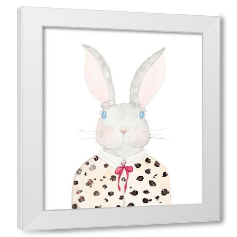 Sweater Rabbit White Modern Wood Framed Art Print by James, Nola
