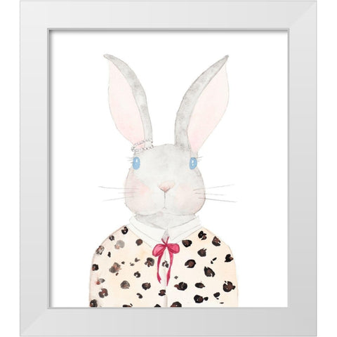 Sweater Rabbit White Modern Wood Framed Art Print by James, Nola