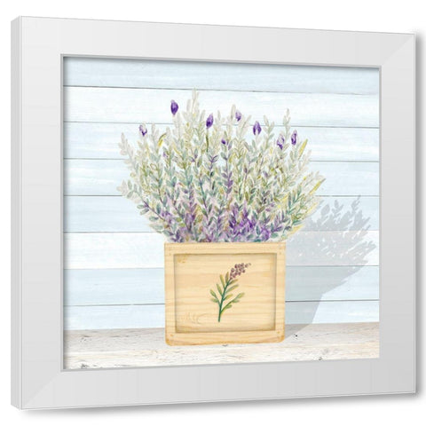 Lavender and Wood Square III White Modern Wood Framed Art Print by Gaynor, Janice
