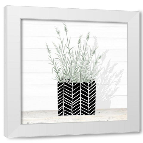 Lavender and Wood Square I White Modern Wood Framed Art Print by Gaynor, Janice