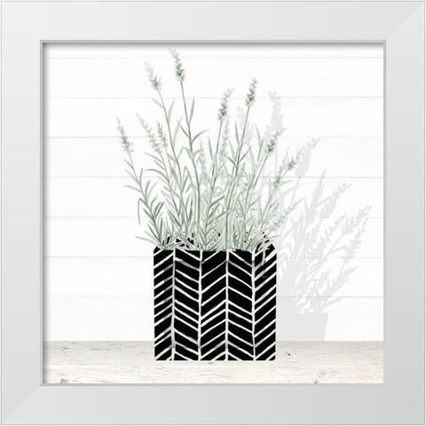 Lavender and Wood Square I White Modern Wood Framed Art Print by Gaynor, Janice