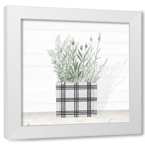 Lavender In Modern Pot II White Modern Wood Framed Art Print by Gaynor, Janice