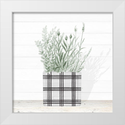 Lavender In Modern Pot II White Modern Wood Framed Art Print by Gaynor, Janice