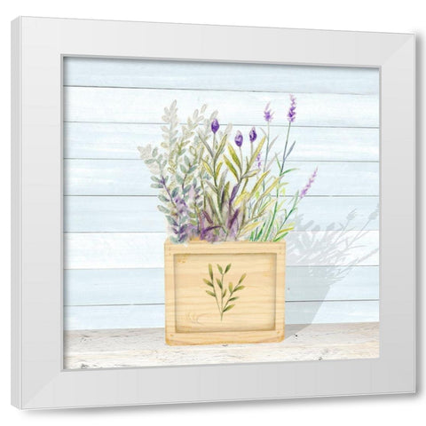 Lavender and Wood Square IV White Modern Wood Framed Art Print by Gaynor, Janice