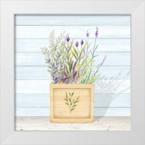 Lavender and Wood Square IV White Modern Wood Framed Art Print by Gaynor, Janice