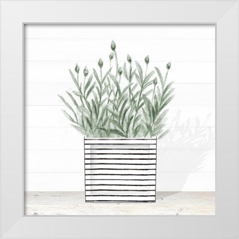 Lavender In Modern Pot III White Modern Wood Framed Art Print by Gaynor, Janice