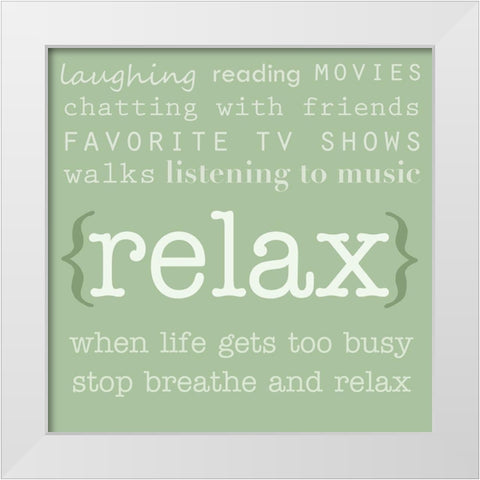 Relax White Modern Wood Framed Art Print by Quach, Anna