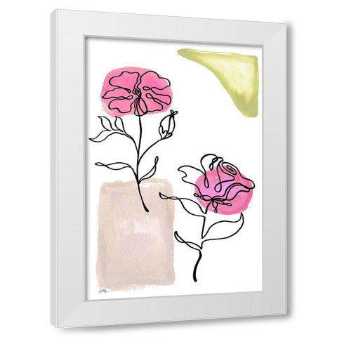 Modern Floral Line I White Modern Wood Framed Art Print by Medley, Elizabeth