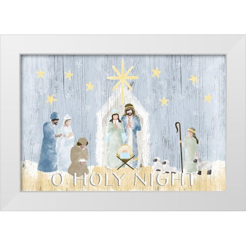 O Holy Night Nativity White Modern Wood Framed Art Print by Metz, Andi