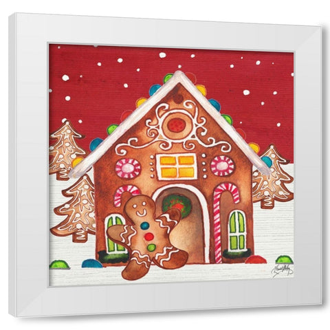 Joyful Gingerbread Village I White Modern Wood Framed Art Print by Medley, Elizabeth