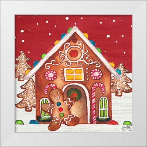 Joyful Gingerbread Village I White Modern Wood Framed Art Print by Medley, Elizabeth