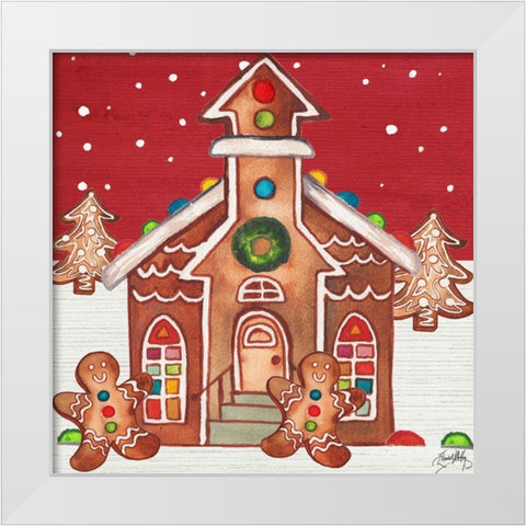 Joyful Gingerbread Village II White Modern Wood Framed Art Print by Medley, Elizabeth