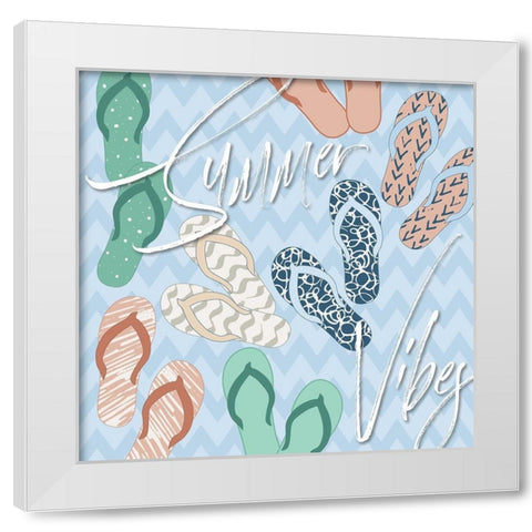 Summer Vibes and Flip Flops White Modern Wood Framed Art Print by Medley, Elizabeth