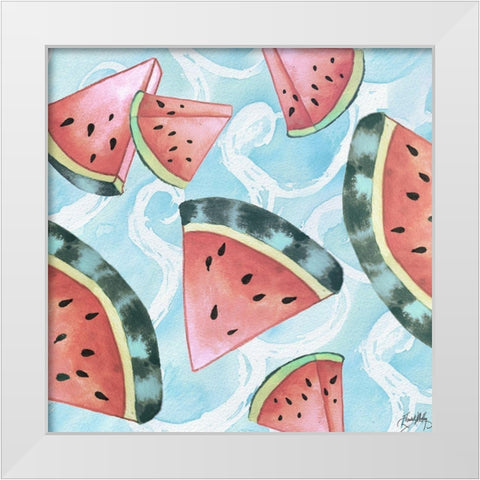 Watermelon White Modern Wood Framed Art Print by Medley, Elizabeth