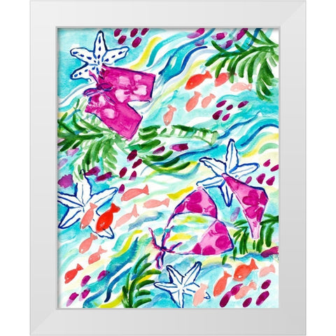 Playing with the Fish White Modern Wood Framed Art Print by Loreth, Lanie