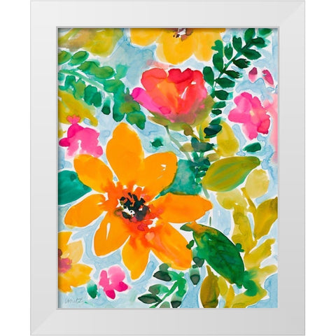 Bright and Cheery Blooms White Modern Wood Framed Art Print by Loreth, Lanie