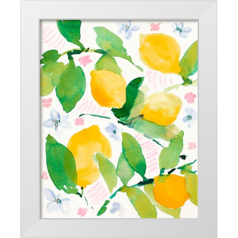 Garden Lemons White Modern Wood Framed Art Print by Loreth, Lanie