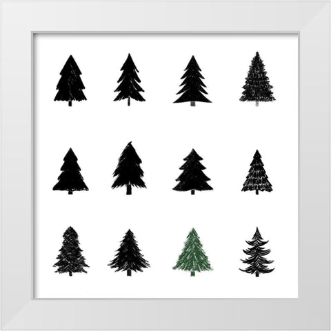 Black Tree Pattern White Modern Wood Framed Art Print by Navas, Emily