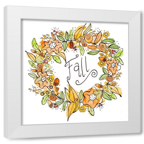 Fall Wreath White Modern Wood Framed Art Print by Krinlox