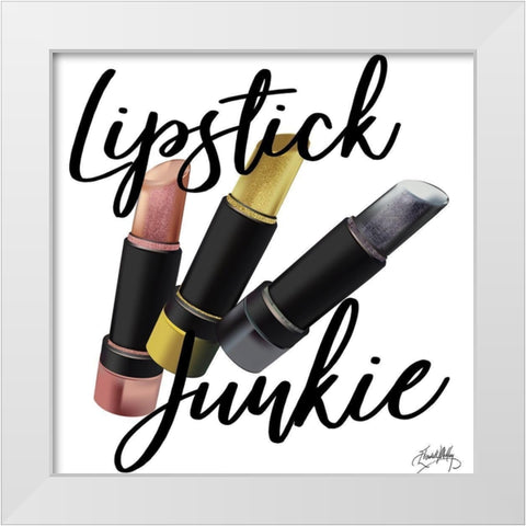 Lipstick Junkie White Modern Wood Framed Art Print by Medley, Elizabeth