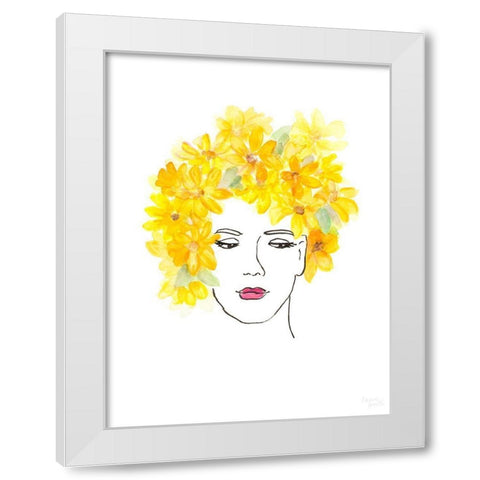Girl With Daisies In Her Hair White Modern Wood Framed Art Print by Loreth, Lanie