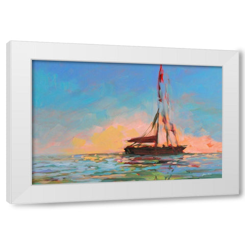 Sailboat On The Horizon White Modern Wood Framed Art Print by Slivka, Jane