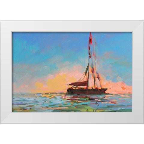 Sailboat On The Horizon White Modern Wood Framed Art Print by Slivka, Jane
