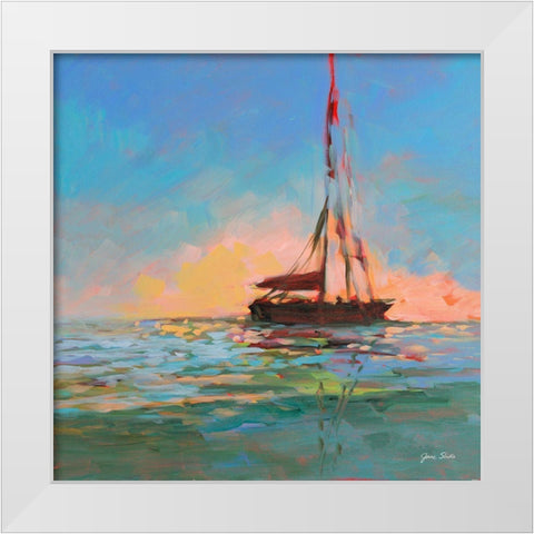 Sailboat On The Horizon White Modern Wood Framed Art Print by Slivka, Jane