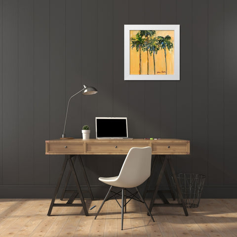 Tropical Palms on Yellow White Modern Wood Framed Art Print by Slivka, Jane