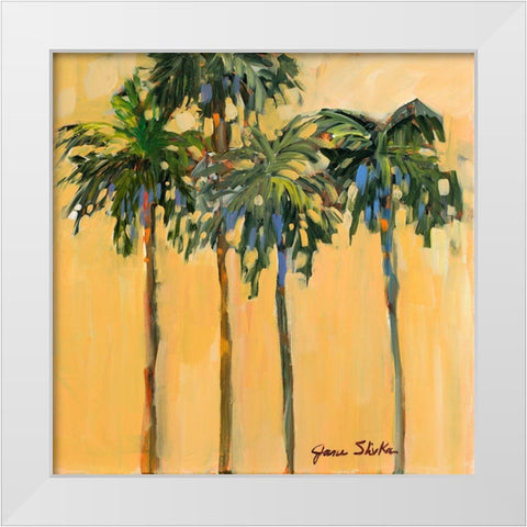 Tropical Palms on Yellow White Modern Wood Framed Art Print by Slivka, Jane