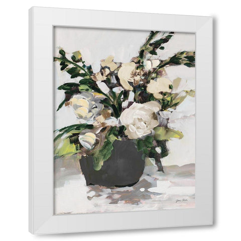 White Potted Roses White Modern Wood Framed Art Print by Slivka, Jane