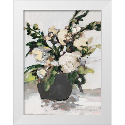 White Potted Roses White Modern Wood Framed Art Print by Slivka, Jane