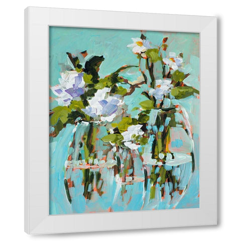Flowers In Vases White Modern Wood Framed Art Print by Slivka, Jane