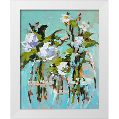 Flowers In Vases White Modern Wood Framed Art Print by Slivka, Jane