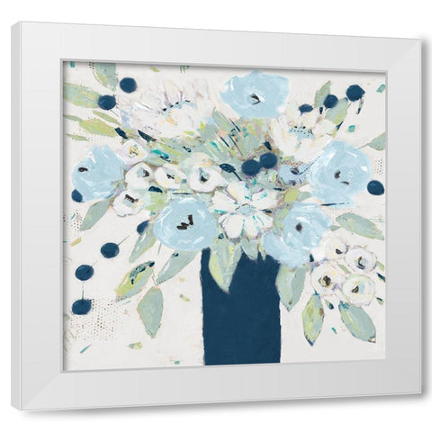 Blue Bouquet Vase White Modern Wood Framed Art Print by Krinlox