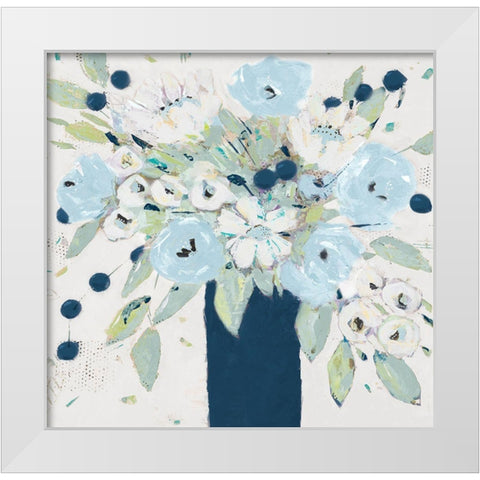 Blue Bouquet Vase White Modern Wood Framed Art Print by Krinlox