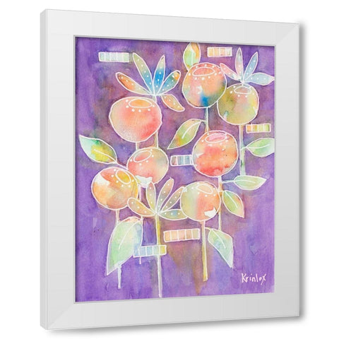 Bubble Blossoms on Violet White Modern Wood Framed Art Print by Krinlox