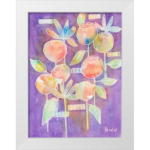 Bubble Blossoms on Violet White Modern Wood Framed Art Print by Krinlox