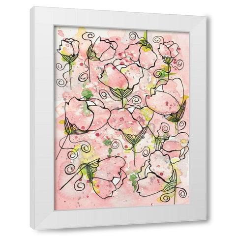 Pretty Pink and Peppy White Modern Wood Framed Art Print by Krinlox