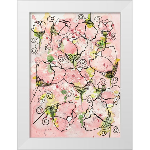 Pretty Pink and Peppy White Modern Wood Framed Art Print by Krinlox