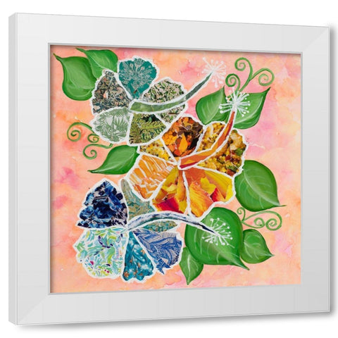 Hibiscus Bouquet Collage White Modern Wood Framed Art Print by Ritter, Gina